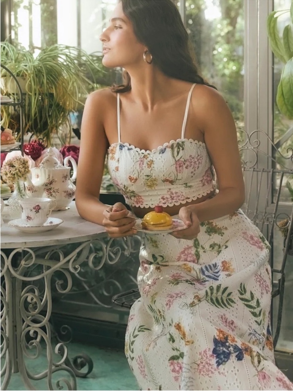 Lulu's White Floral Eyelet Crop Top & Skirt Set